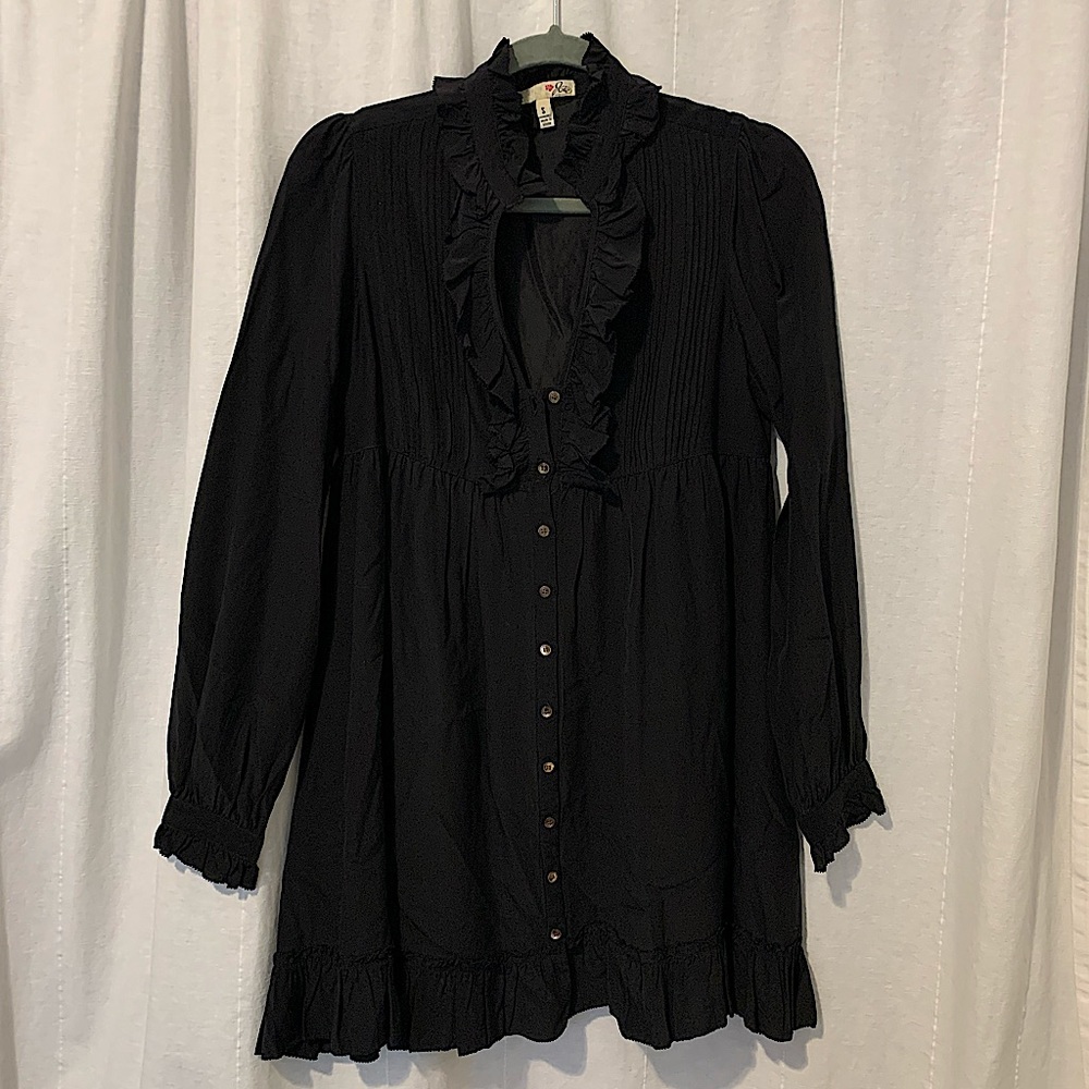 Joie Silk Ruffle Dress in Black